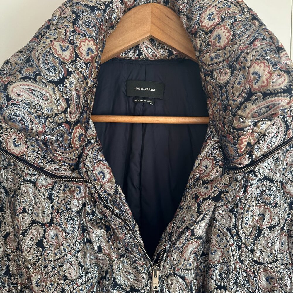 ★ Worn Once! ★ Isabel Marant Calvin Metallic Paisley Puffer Jacket - Picture 2 of 8